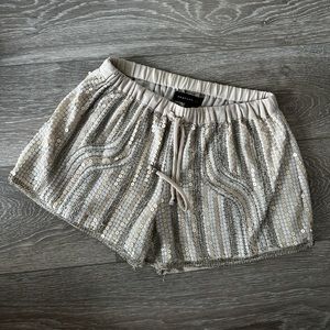 English Rose Beige, Gold and Silver Sequin Shorts